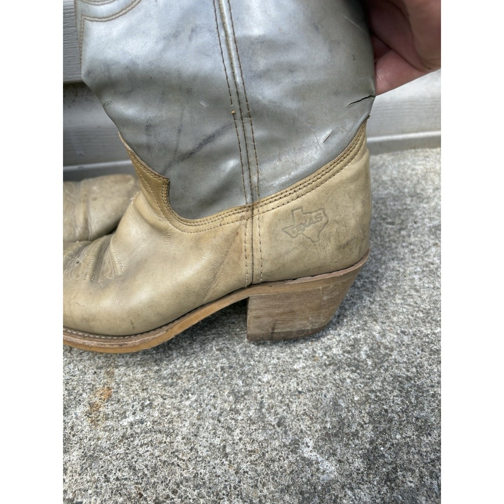 Vtg Texas Two Tone Gray 8 EE Men's Western Boots Cowboy - Picture 5 of 12